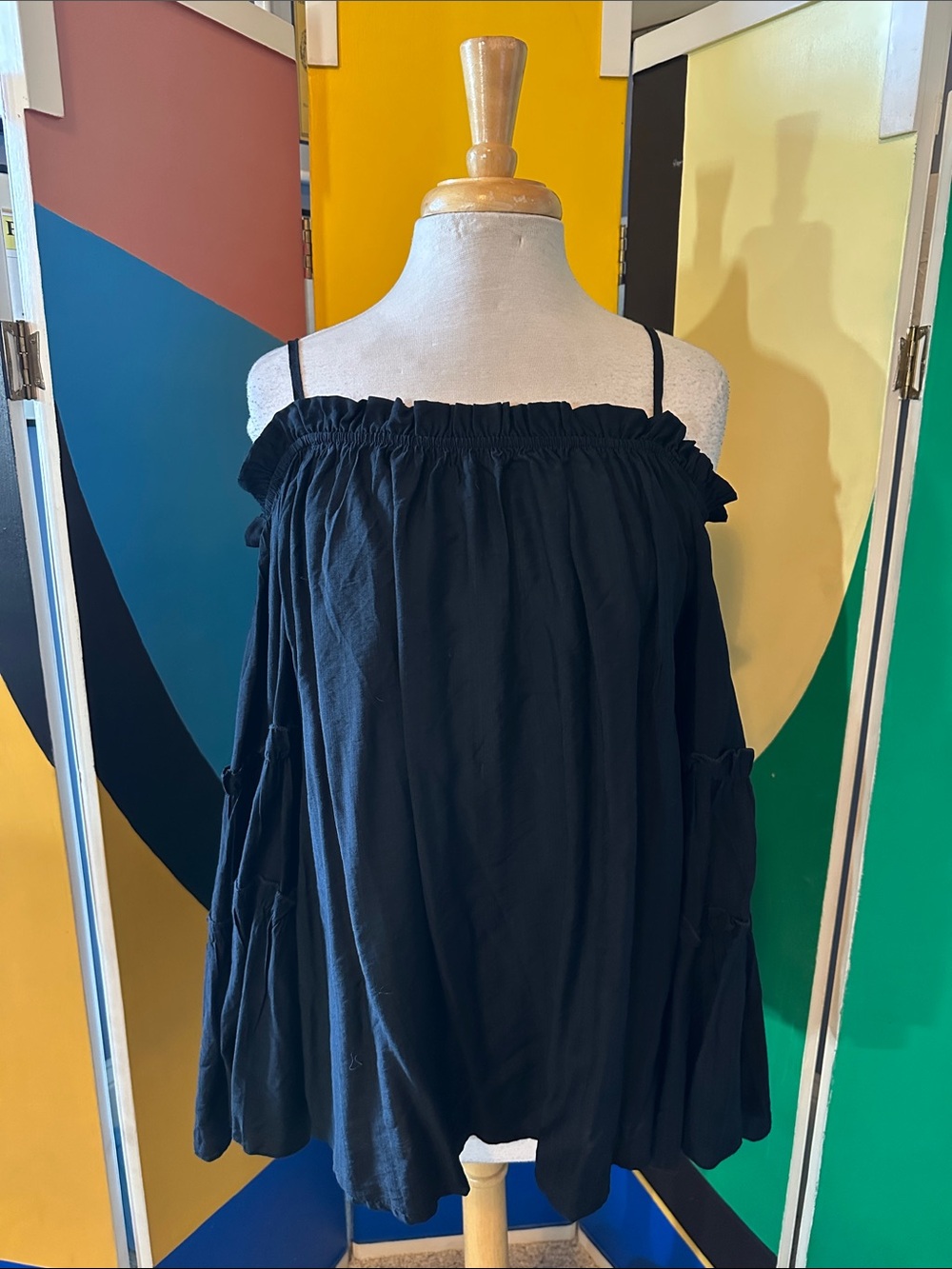 Off-Shoulder Black Women's Top - Classic Lightweight Style